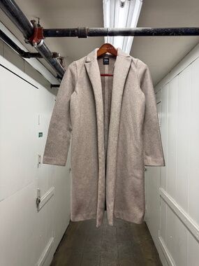 ZARA Slim Fit Oatmeal Knee Length Notch Lapel Warm Coat
